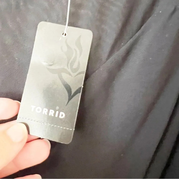 Torrid Dress Black‎ Size 3X Faux Surplice Mesh Skater New With Tags Plus Curvy - Picture 7 of 9